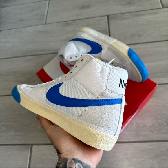 NIKE BLAZER MID WHITE BLUE - Picture 3 of 4